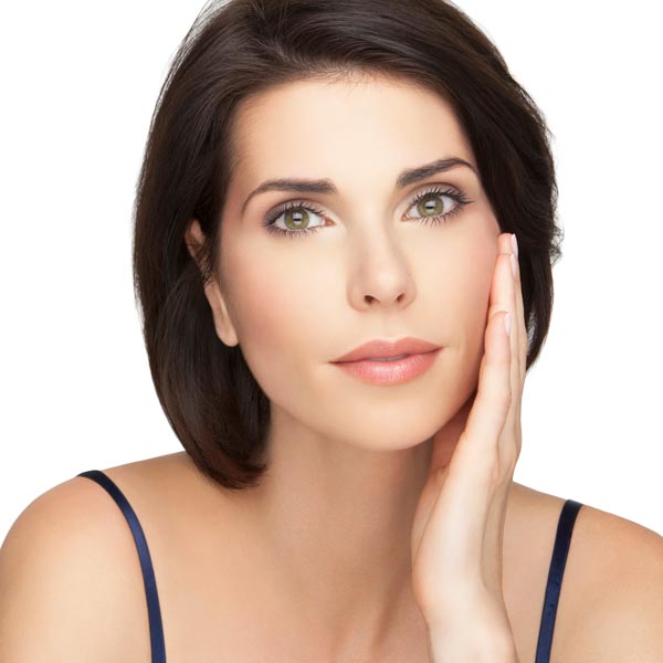 beautiful woman touching face